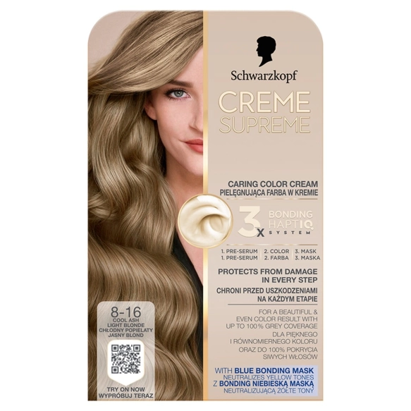 SCHWARZKOPF Creme Supreme Farba do włosów odcień  8-16 Cool Ash Blonde