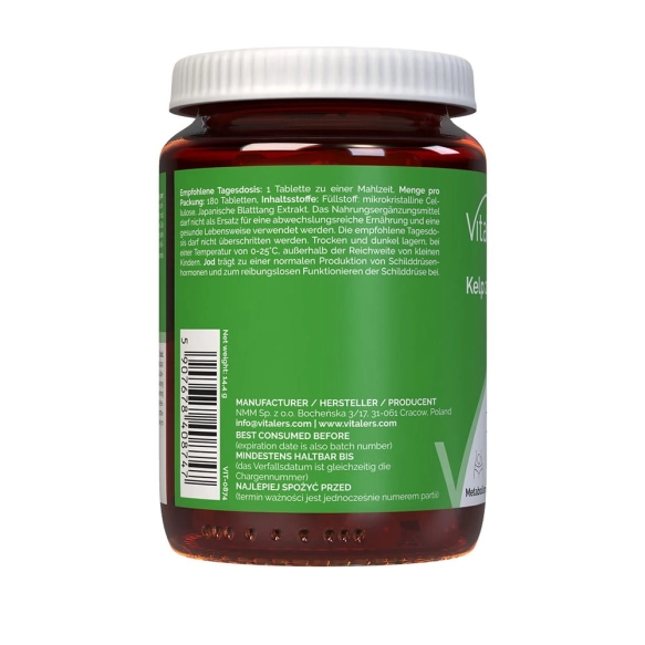 Kelp (Listownica japońska) 20 mg Vitaler’s, 180 tabletek