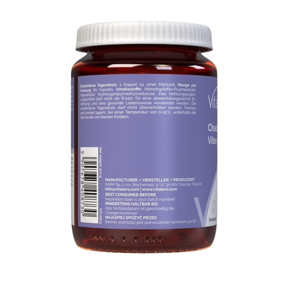 Chasteberry Vitex (Niepokalanek pospolity) 500 mg Vitaler’s, 60 kapsułek