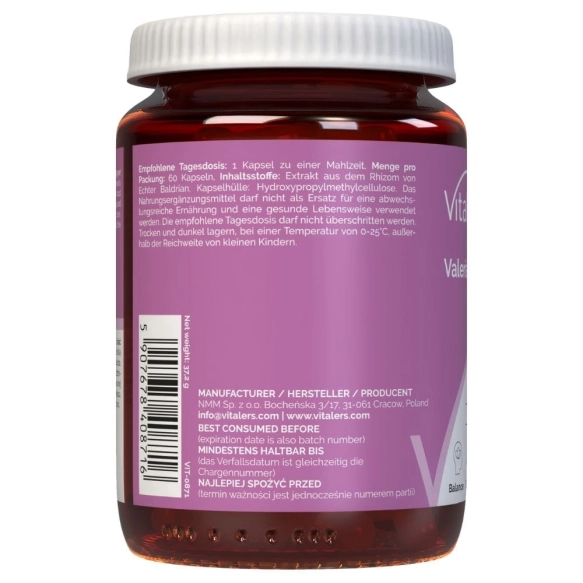 Waleriana (Kozłek lekarski) 500 mg, Vitaler’s, 60 kapsułek