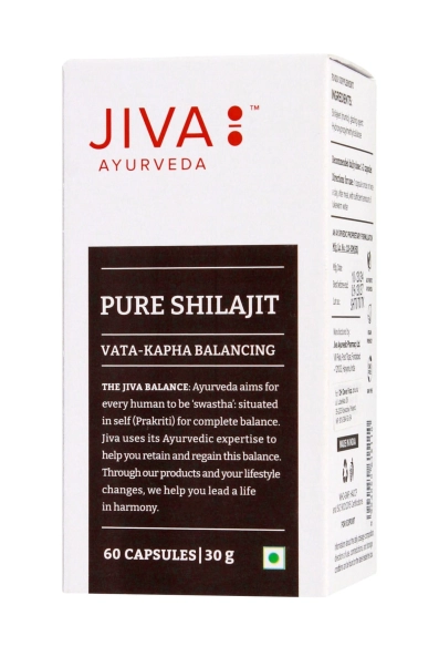 JIVA AYURVEDA Pure Shilajit Mumio Suplement diety wspomagający regenerację oraz równowagę psychofizyczną Kapsułki 60 szt.