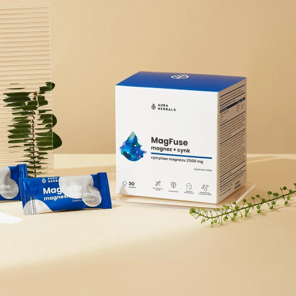 MagFuse: magnez + cynk Suplement diety, AURA HERBALS, 30 saszetek
