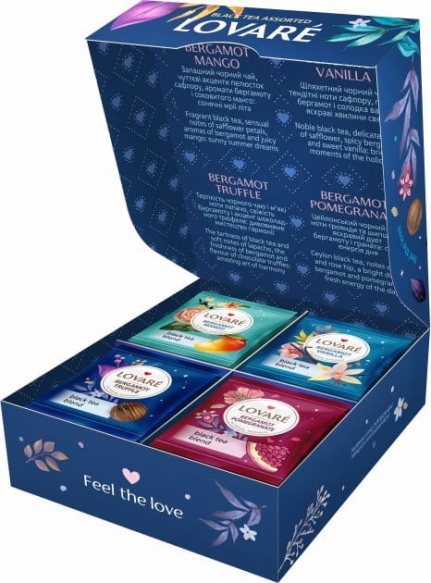 Herbata Czarna Lovare Assorted Bergamot, 4 rodzaje po 8 szt.