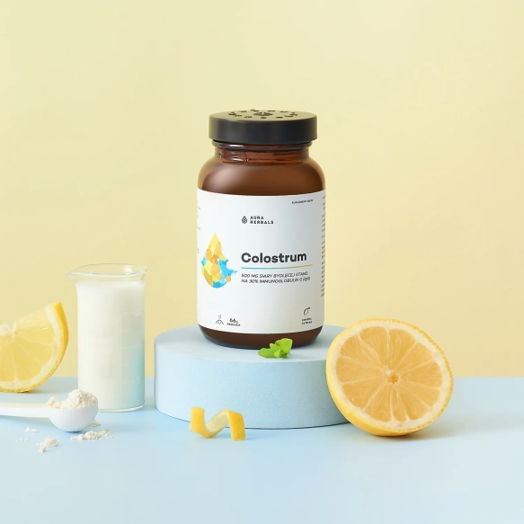 Colostrum 500 mg Kwaśna cytryna Suplement diety w proszku, AURA HERBALS, 66 g