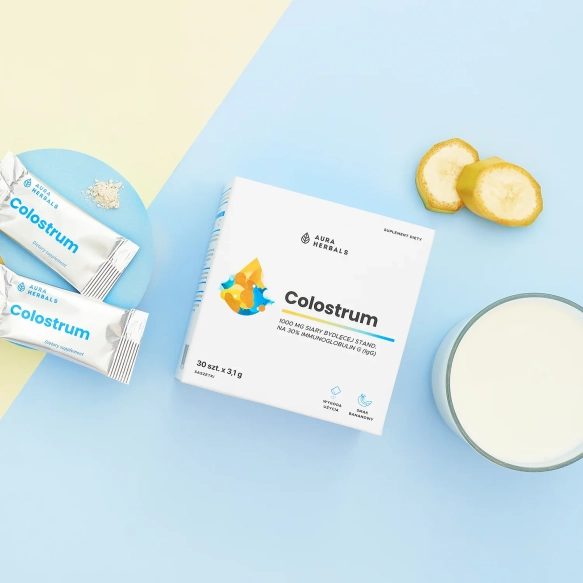 Colostrum 1000 mg Bananowe Suplement diety, AURA HERBALS, 30 saszetek