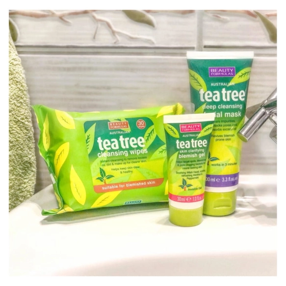 Oczyszczające Chusteczki do Twarzy Tea Tree, Beauty Formulas, 30szt