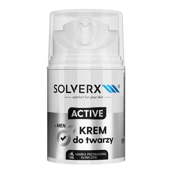 Krem do twarzy dla mężczyzn, SOLVERX ACTIVE, 50 ml