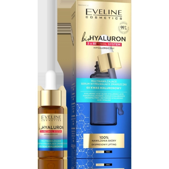 EVELINE bioHYALURON 3xRetinol System Multinawilżające Serum wypełniające zmarszczki 18 ml