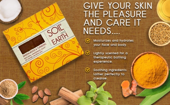 Sandałowiec i Kurkuma Naturalne Mydło, Soil &amp; Earth, 125g-2