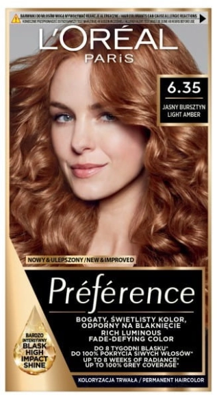 LOREAL Preference Farba do włosów 6.35 Jasny Bursztyn 1 op.