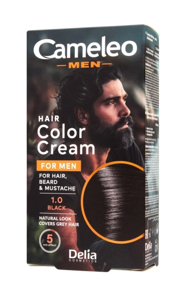 DELIA COSMETICS Cameleo Men Krem koloryzujący do włosów, brody i wąsów 1.0 Black