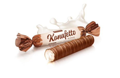 KONAFETTO BIANCO Cukierki Rurki w Polewie, Roshen