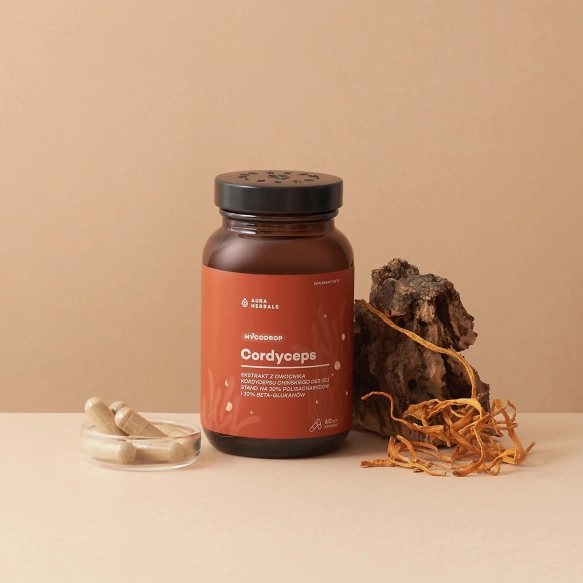 Mycodrop, Cordyceps 30:1, 30% beta-glukan, Aura Herbals, 60 kapsułek