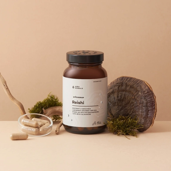 Mycodrop, Reishi 30:1, 30% beta-glukan, Aura Herbals, 60 kapsułek (
