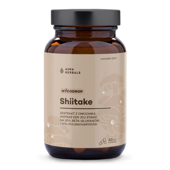 Mycodrop, Shiitake 30:1, 30% beta-glukan, Aura Herbals, 60 kapsułek