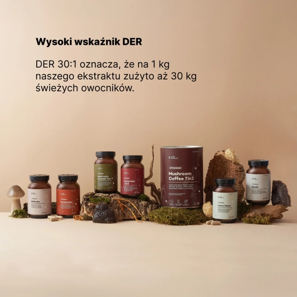 Mycodrop, Lion’s Mane 30:1, 30% beta-glukan, Aura Herbals, 60 kapsułek