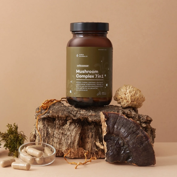 Mycodrop, Mushroom Complex 7 w 1, Aura Herbals, 60 kapsułek