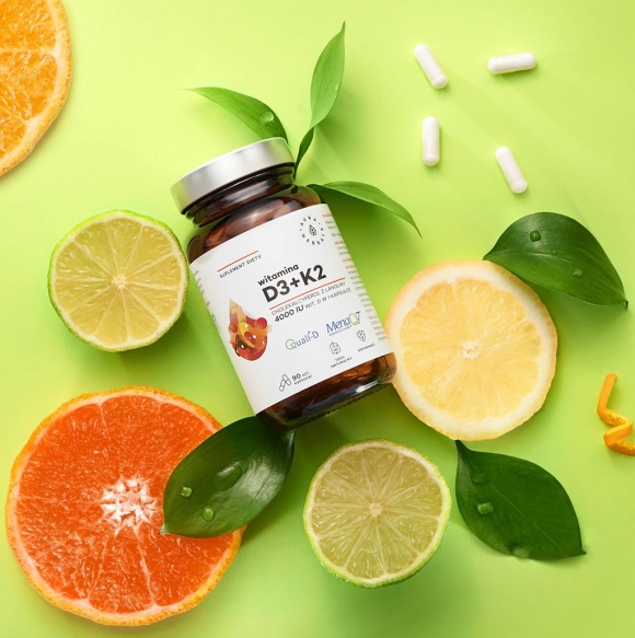 Witamina D3 4000 IU + K2, Aura Herbals, 90 kapsułek