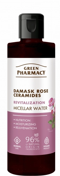 GREEN PHARMACY Róża Damasceńska + Ceramidy Rewitalizująca Woda micelarna do demakijażu twarzy 200 ml