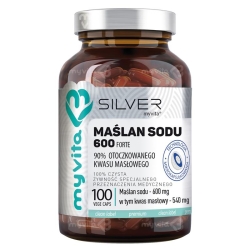 Maślan sodu 600 mg SILVER PURE 100%, Myvita, 100 kapsułek