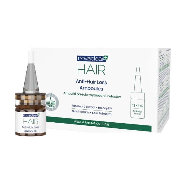 NOVACLEAR Hair Ampułki przeciw wypadaniu włosów (15x5ml) 75 ml