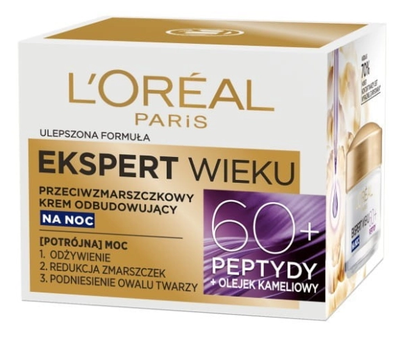 LOREAL Ekspert Wieku 60+ Przeciwzmarszczkowy krem odbudowujący na noc 50ml