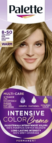 PALETTE Intens Creme Intensywna farba do włosów w kremie 8-50 Ciepły blond