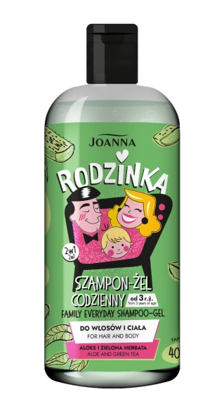JOANNA Rodzinka Szampon-żel pod prysznic dla całej rodziny 2w1 Aloes i Zielona herbata 400 ml