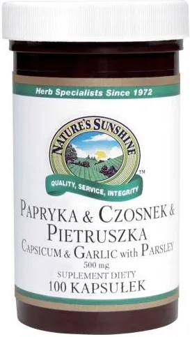 Pieprz Cayenne &amp; Czosnek &amp; Pietruszka, Nature's Sunshine, 100 kapsułek