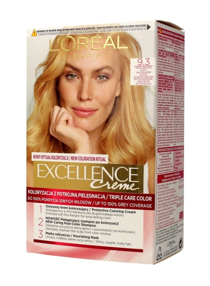 Loreal Excellence Creme Krem koloryzujący 9.3 bardzo jasny blond złocisty 1op.